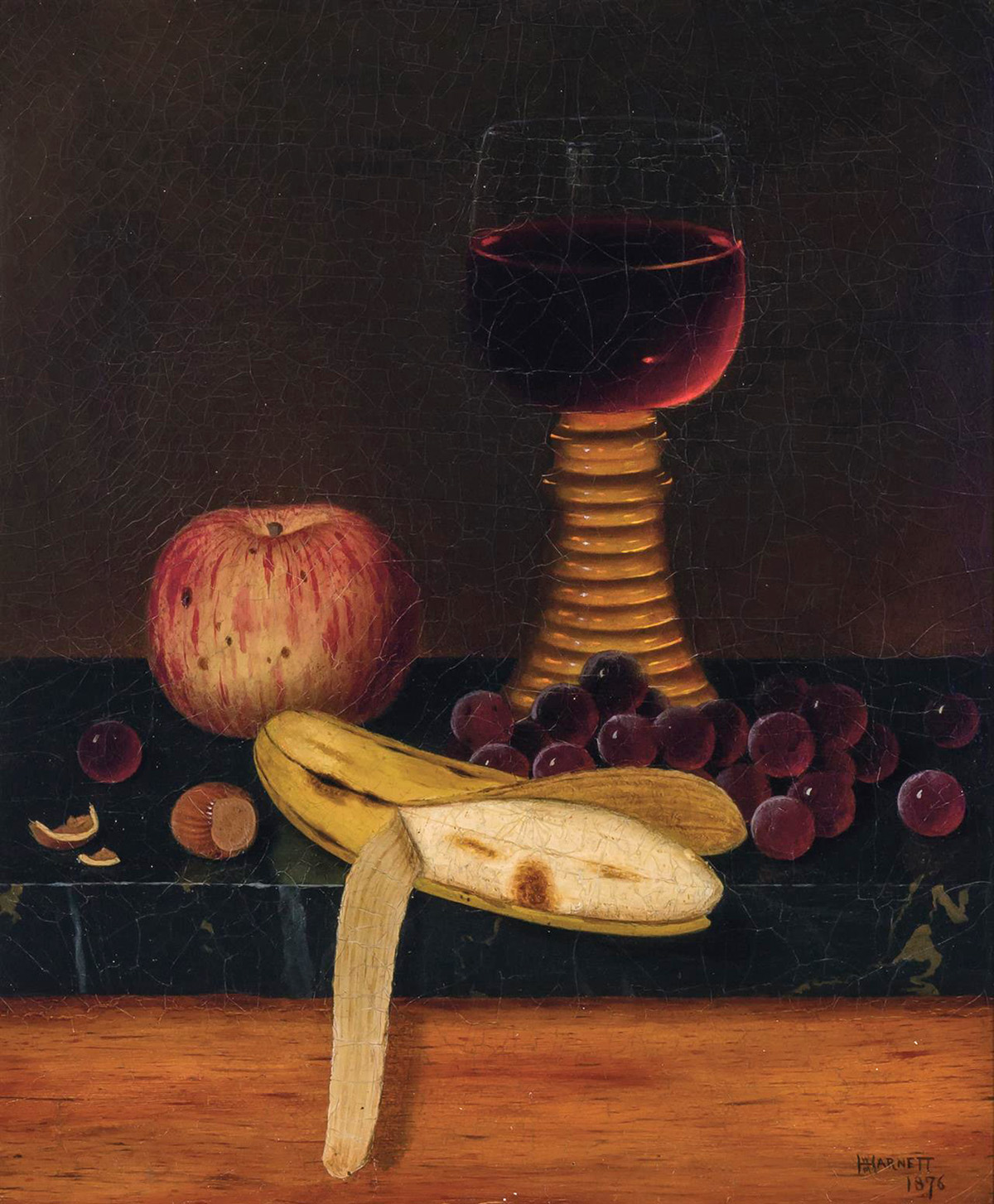 still life with fruit and wine